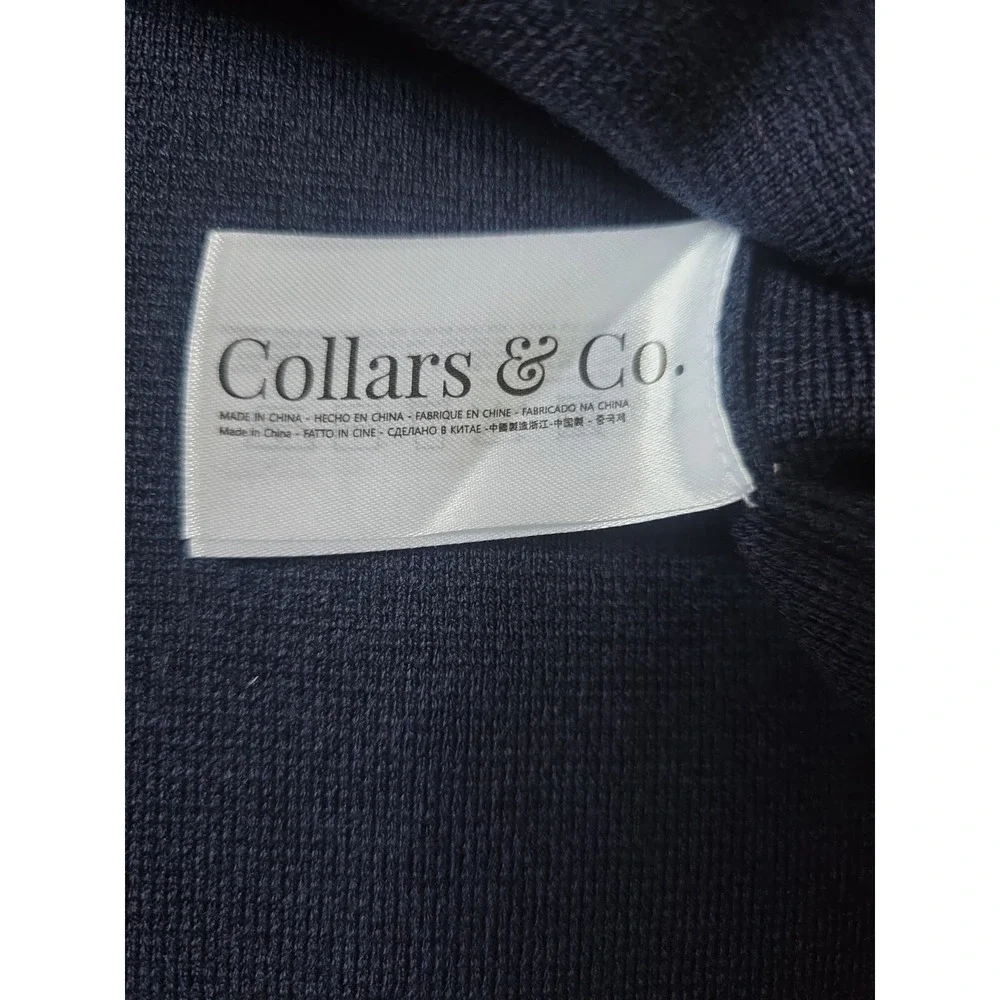Collars & Co. Men's Large Milano Luxury Knit Sweater Blazer Navy Blue Maverick